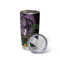 Purple New Zealand Kowhai And Piwakawaka Tumbler Cup Maori Ngaru Paua Shell