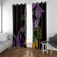 Purple New Zealand Kowhai And Piwakawaka Window Curtain Maori Ngaru Paua Shell