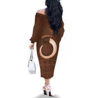 Vanuatu Indipendens Dei Family Matching Off The Shoulder Long Sleeve Dress and Hawaiian Shirt Yumi 44th Sand Drawing Turtle Mix Lapita
