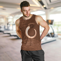 Vanuatu Indipendens Dei Men Tank Top Yumi Sand Drawing Turtle Mix Lapita LT14 Brown - Polynesian Pride