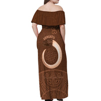 Vanuatu Indipendens Dei Off Shoulder Maxi Dress Yumi Sand Drawing Turtle Mix Lapita LT14 - Polynesian Pride