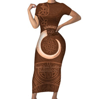 Vanuatu Indipendens Dei Short Sleeve Bodycon Dress Yumi 44th Sand Drawing Turtle Mix Lapita