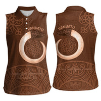 Vanuatu Indipendens Dei Women Sleeveless Polo Shirt Yumi 44th Sand Drawing Turtle Mix Lapita