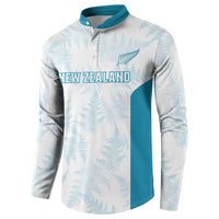 Custom New Zealand Silver Fern Football Button Sweatshirt Come On All White