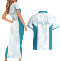 Custom New Zealand Silver Fern Football Couples Matching Short Sleeve Bodycon Dress and Hawaiian Shirt Come On All White