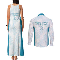 Custom New Zealand Silver Fern Football Couples Matching Tank Maxi Dress and Long Sleeve Button Shirt Come On All White