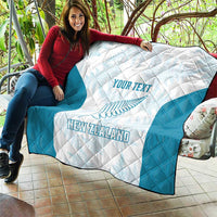 Custom New Zealand Silver Fern Football Quilt Come On All White