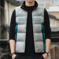 Custom New Zealand Silver Fern Football Sleeveless Puffer Jacket Come On All White - Polynesian Pride