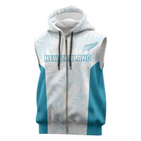 Custom New Zealand Silver Fern Football Sleeveless Zip Hoodie Come On All White - Polynesian Pride