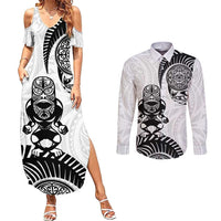 Custom Aotearoa Football Couples Matching Summer Maxi Dress and Long Sleeve Button Shirt NZ Maori Tiki Go Champions
