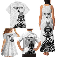 Custom Aotearoa Football Family Matching Tank Maxi Dress and Hawaiian Shirt NZ Maori Tiki Go Champions