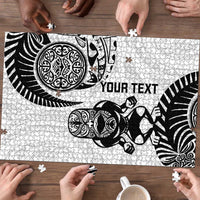 Custom Aotearoa Football Puzzle NZ Maori Tiki Go Champions - Polynesian Pride