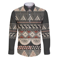 Vintage Bula Fiji Masi Family Matching Long Sleeve Bodycon Dress and Hawaiian Shirt Fijian Tapa Cloth - Polynesian Pride