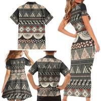 Vintage Bula Fiji Masi Family Matching Short Sleeve Bodycon Dress and Hawaiian Shirt Fijian Tapa Cloth - Polynesian Pride