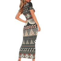 Vintage Bula Fiji Masi Family Matching Short Sleeve Bodycon Dress and Hawaiian Shirt Fijian Tapa Cloth - Polynesian Pride