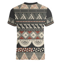 Vintage Bula Fiji Masi Women V-Neck T-Shirt Fijian Tapa Cloth - Polynesian Pride