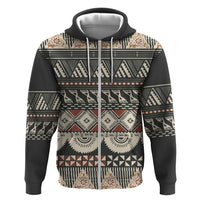 Vintage Bula Fiji Masi Zip Hoodie Fijian Tapa Cloth LT14 Zip Hoodie Charcoal - Polynesian Pride