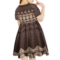 Bula Fiji Iri ni Meke Kid Short Sleeve Dress Kuvui Fijian Masi - Polynesian Pride