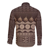 Bula Fiji Iri ni Meke Long Sleeve Button Shirt Kuvui Fijian Masi - Polynesian Pride