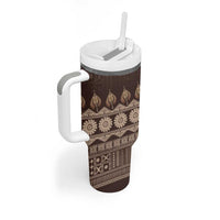 Bula Fiji Iri ni Meke Tumbler With Handle Kuvui Fijian Masi - Polynesian Pride