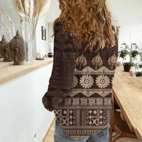 Bula Fiji Iri ni Meke Women Casual Shirt Kuvui Fijian Masi - Polynesian Pride