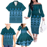 Bula Fiji Iri ni Meke Family Matching Off The Shoulder Long Sleeve Dress and Hawaiian Shirt Karakarawa Fijian Masi - Polynesian Pride