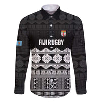 Fiji Tapa Rugby Custom Family Matching Off The Shoulder Long Sleeve Dress and Hawaiian Shirt Go Fijiana - Polynesian Pride