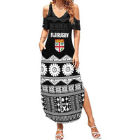 Fiji Tapa Rugby Custom Family Matching Summer Maxi Dress and Hawaiian Shirt Go Fijiana - Polynesian Pride