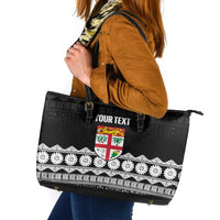 Fiji Tapa Rugby Custom Leather Tote Bag Go Fijiana - Polynesian Pride