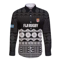 Fiji Tapa Rugby Custom Long Sleeve Button Shirt Go Fijiana - Polynesian Pride