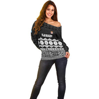 Fiji Tapa Rugby Custom Off Shoulder Sweater Go Fijiana - Polynesian Pride