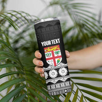 Fiji Tapa Rugby Custom Skinny Tumbler Go Fijiana - Polynesian Pride
