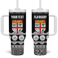 Fiji Tapa Rugby Custom Tumbler With Handle Go Fijiana - Polynesian Pride