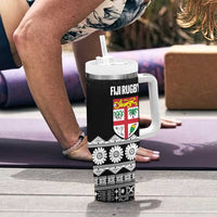 Fiji Tapa Rugby Custom Tumbler With Handle Go Fijiana - Polynesian Pride
