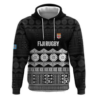 Fiji Tapa Rugby Custom Zip Hoodie Go Fijiana LT14 Pullover Hoodie Black - Polynesian Pride