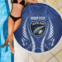 Auckland 2026 Rugby Custom Beach Blanket NZ Maori Silver Fern LT14 - Polynesian Pride