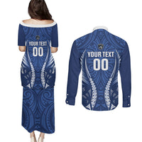 Auckland 2026 Rugby Custom Couples Matching Puletasi and Long Sleeve Button Shirt NZ Maori Silver Fern