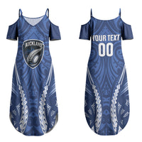 Auckland 2026 Rugby Custom Couples Matching Summer Maxi Dress and Long Sleeve Button Shirt NZ Maori Silver Fern LT14 - Polynesian Pride