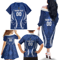 Auckland 2026 Rugby Custom Family Matching Off The Shoulder Long Sleeve Dress and Hawaiian Shirt NZ Maori Silver Fern