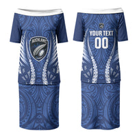 Auckland 2026 Rugby Custom Family Matching Puletasi and Hawaiian Shirt NZ Maori Silver Fern LT14 Mom's Dress Blue - Polynesian Pride