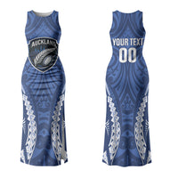 Auckland 2026 Rugby Custom Family Matching Tank Maxi Dress and Hawaiian Shirt NZ Maori Silver Fern LT14 Mom's Dress Blue - Polynesian Pride