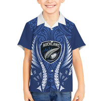 Auckland 2026 Rugby Custom Kid Hawaiian Shirt NZ Maori Silver Fern LT14 Kid Blue - Polynesian Pride