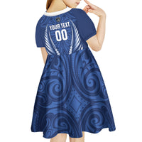 Auckland 2026 Rugby Custom Kid Short Sleeve Dress NZ Maori Silver Fern LT14 - Polynesian Pride