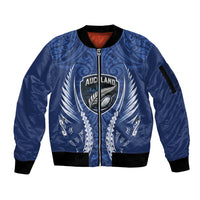 Auckland 2026 Rugby Custom Sleeve Zip Bomber Jacket NZ Maori Silver Fern