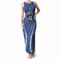 Auckland 2026 Rugby Custom Tank Maxi Dress NZ Maori Silver Fern LT14 Women Blue - Polynesian Pride