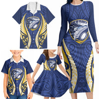 Bay of Plenty 2026 Rugby Custom Family Matching Long Sleeve Bodycon Dress and Hawaiian Shirt NZ Maori Silver Fern LT14 - Polynesian Pride