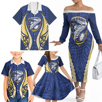 Bay of Plenty 2026 Rugby Custom Family Matching Off The Shoulder Long Sleeve Dress and Hawaiian Shirt NZ Maori Silver Fern LT14 - Polynesian Pride