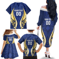 Bay of Plenty 2026 Rugby Custom Family Matching Off The Shoulder Long Sleeve Dress and Hawaiian Shirt NZ Maori Silver Fern