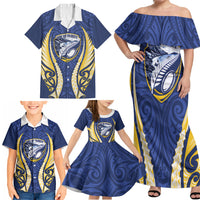 Bay of Plenty 2026 Rugby Custom Family Matching Off Shoulder Maxi Dress and Hawaiian Shirt NZ Maori Silver Fern LT14 - Polynesian Pride