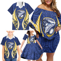 Bay of Plenty 2026 Rugby Custom Family Matching Off Shoulder Short Dress and Hawaiian Shirt NZ Maori Silver Fern LT14 - Polynesian Pride